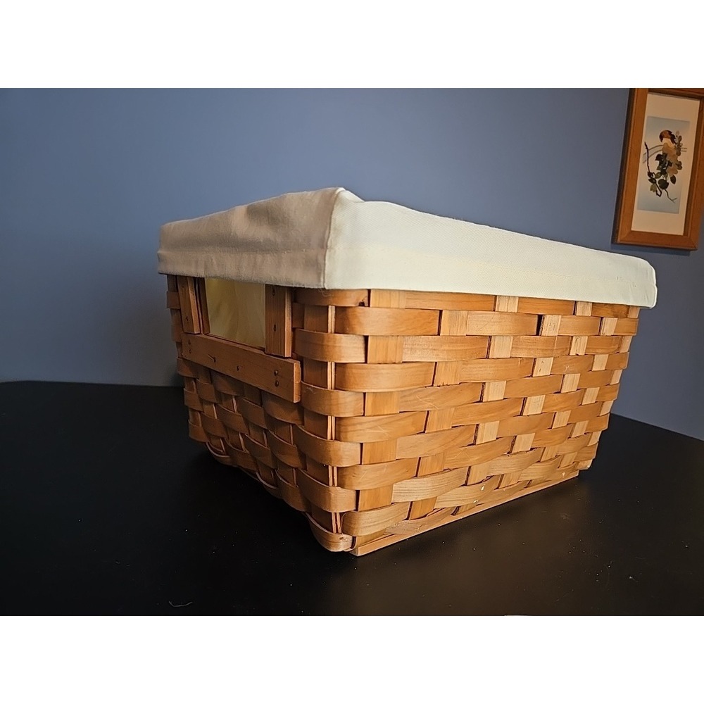 Woven Vanity Basket With Liner - Country Decor Kitchen Storage 12" X 10"